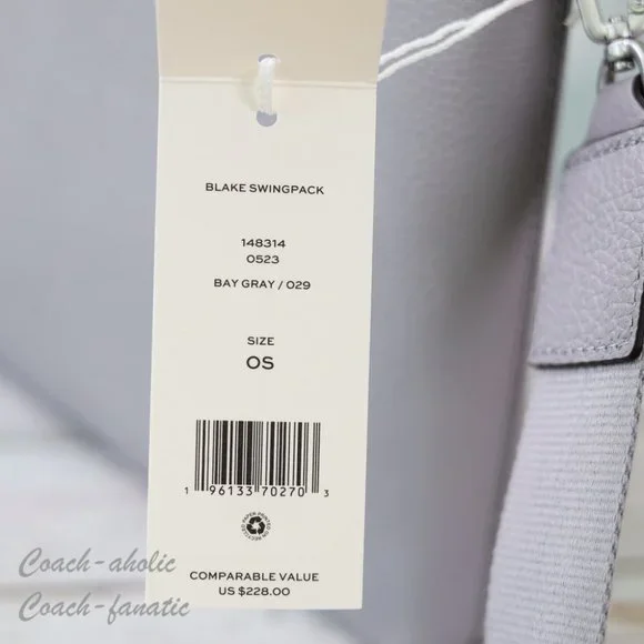 NWT Tory Burch Blake Swingpack Leather Crossbody Bag in Bay Gray - Picture 6 of 11